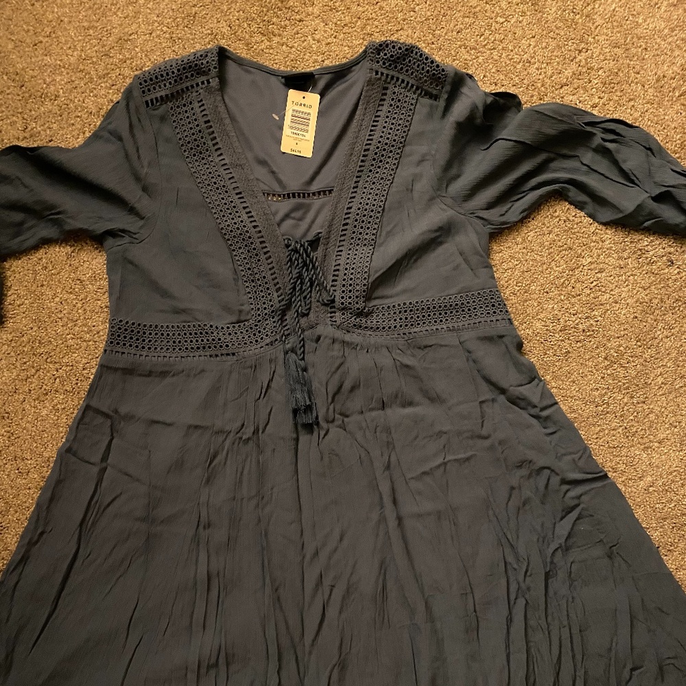 Torrid fit flare gauze dress blue sz 0& 2